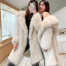 Winter Fur Coat Long Warm Woven Fox Fur Light Luxury Fur Coat for Women Jacket