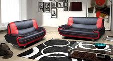 Palermo Napoli 3+2 Seater Faux Leather Modern Retro Couches Karol Onyx sofa set