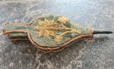 Antique Victorian Velvet Embroidered Mini Fireplace Bellows Nozzle c1860 - 1890