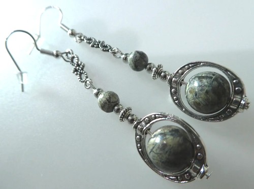 Cornish serpentine dangly - serpentine, long