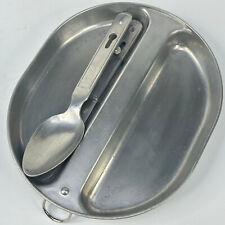 Vintage USA Military Army WW2 Aluminium Metal Mess Tin with 2 Eating Utensils
