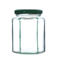 Hexagonal Glass Jam Jars and