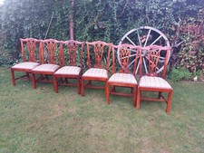 Vintage Mahogany Chippendale Style Chairs X 6