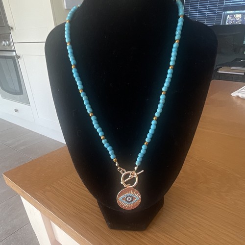 Blue beaded necklace with - beaded,