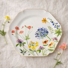 Floral Octagonal Plate 8 Inch