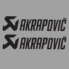 AKRAPOVIC X2 PAIR STICKERS BLACK GRAPHICS DECAL STICKER OFFROAD MOTOCROSS ENDURO