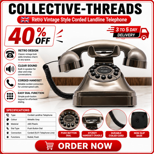 Vintage style corded phone - corded, old