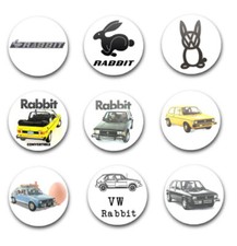 25mm 1"  BUTTON BADGES X9 VW MK 1 RABBIT USA