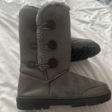 Ella Woman’s Snow Calf Boots Buttons Grey UK8 EU41.