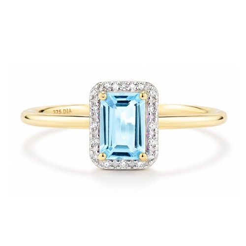 9ct yellow gold blue topaz - gold,
