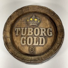 Vintage Original Tuborg Gold Beer  Barrel Faux Wood Pub Sign