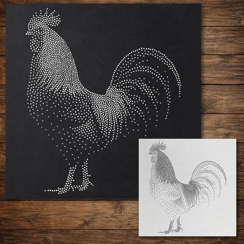 Rooster stipple art stencil - stencil, |
