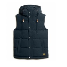 Superdry Mens Jacket Everest Hooded Puffer Recycled Gilet in Eclipse Navy Blue
