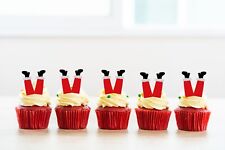 PRE-CUT Edible Christmas Cupcake Toppers Decorations Santa Claus Legs Pack of 12