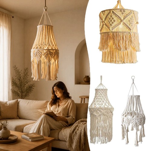 Macrame lamp shade pendant - macrame,