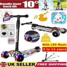 Kids Child Kick Push Scooter 3 Wheels LED Flashing Tilt Lean Boys Girls Scooter