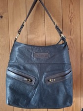 Fabulous Vintage boho Fenn Wright Manson Large black/brown Leather Shoulder bag.