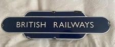 British Railways Blue Station Platform Train Enamel Metal Sign