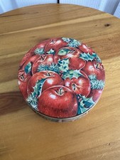 Avon Vintage Christmas Apple Basket Metal Tin + Apple Hand Soap 1985