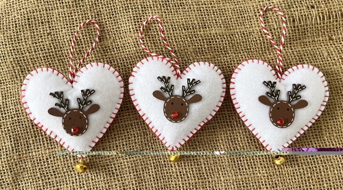 Felt heart christmas - felt, reindeer