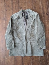 Beth Terrell Genue Faded Light Green Suede Blazer size L