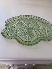 Vintage Etched Glass Green