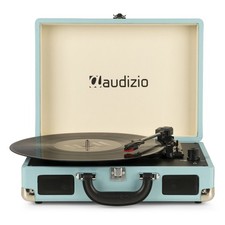 RP114BL Briefcase Record Player with Built-in Speakers, USB, Vinyl to MP3 - Blue