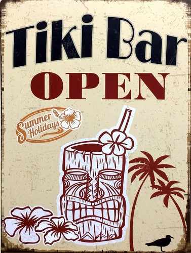 Tiki bar open retro metal - tiki, open,