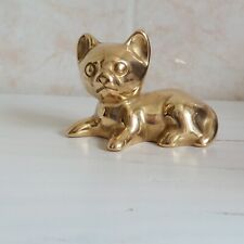 Vintage Brass Laying Cat Figurine Ornament Small H 6cm L 10cm Feline Collectable