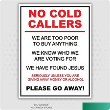 Funny No Cold Callers Sticker