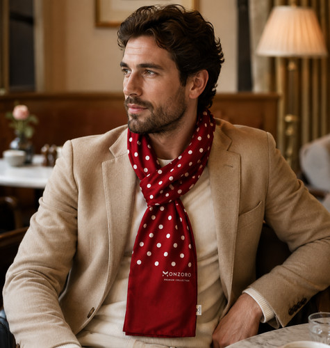 Maroon polka dot silk scarf - maroon,