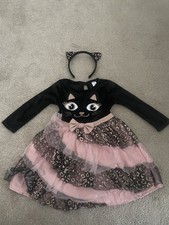 TU Girls Halloween Cat outfit with tail & Ears headband 2-3 Years Halloween