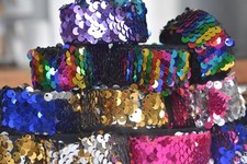 Sequin wrist slap band snap