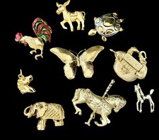 Lot Of 9 Vintage Gold Tone