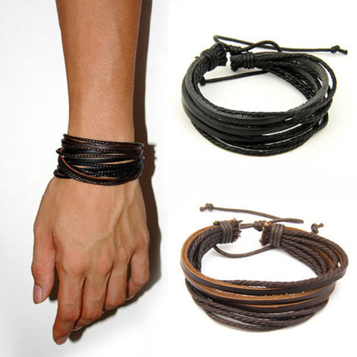 Leather braided bracelet - leather,