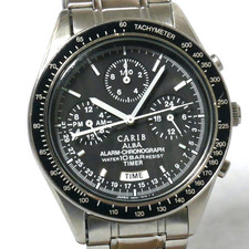 SEIKO ALBA CARIB Pilot Watch N944 1992 Black Chronograph Date Dual time Japan