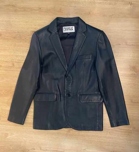 Mens black leather blazer - leather,