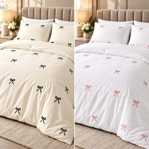 Bows embroidered duvet - 3d,