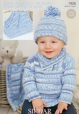 Sweater, Hat and Blanket in Sirdar Snuggly Baby Crofter DK 1926 Knitting Pattern