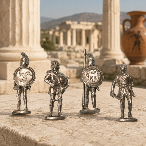 Set pewter greek warrior - of,