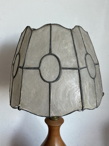 Vintage capiz shell metal - metal, lamp