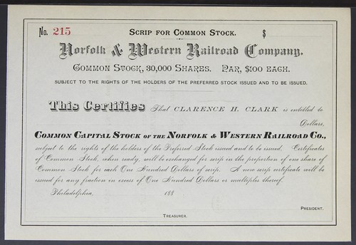 Stock certificate norfolk - stock,