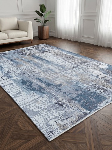 Novara blue abstract flatwoven - novara,