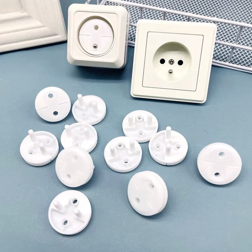 White electrical safety socket - white,