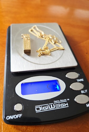 14k yellow gold mezuzah - &, star