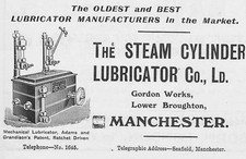 STEAM CYLINDER LUBRICATOR CO LTD Lower Broughton-Antique Engineering Advert 1909