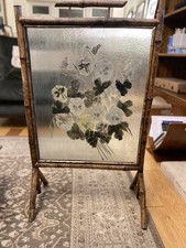 antique ornate painted bamboo fire guard