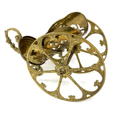 Vintage Brass Champagne Wine Chariot Bottle Holder Display Ornate Detail Cart