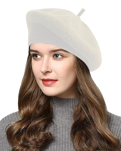 Plain beret hat wool - plain,