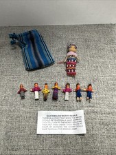 Worry Doll Pouche with 7 Guatemalan  Worry Dolls in  Bag